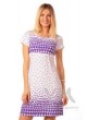  Платье с пояском белое/фиолетовые горохи