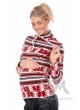 Толстовка  красный/снежинки с завязками для беременных и кормящих мам