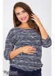  Джемпер для  беременных и кормящих  Lerin, сине-молочный меланж