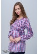 Блуза для беременных и кормящих Shade new, сине-бело-малиновая клетка