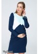 Платье  для беременных и кормящих Denise light, сочетание темно-синего с аквамариновым и белым