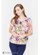 Блузка Mirra для беременных и кормящих, экрю с яркими цветами