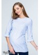 Блузка Alisha для беременных и кормящих,  бело-голубая полосочка с белыми цветочками