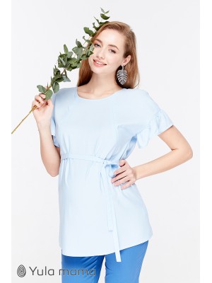 Блузка Marion для беременных и кормящих, голубое шамбре