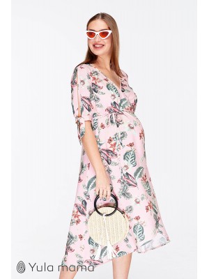 Платье Sharlen  для беременных и кормящих,  розовый с принтом