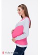 Свитшот  Deni для беременных и кормящих, серый меланж/розовый/молоко