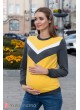 Свитшот  Deni для беременных и кормящих, сочетание темно-серый меланж/желтый/молоко