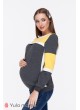 Свитшот  Saverine  для беременных и кормящих, сочетание темно-серый меланж/желтый/молоко