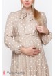 Платье  TEYANA  для беременных и кормящих, бежевый с молочными горошком