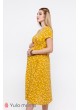Платье  Eilish  для беременных и кормящих, темно-желтый с коричнево-молочными цветочками
