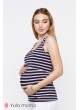 Майка  MILEY для беременных  и кормящих, крупная сине-белая полоска с красными полосочками