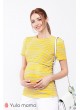 Футболка ZARINA  для беременных  и кормящих, крупная желто-белая полоска с синими полосочками