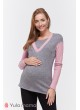 Джемпер SIENA  для беременных  и кормящих, трикотаж серый меланж + резинка розовый меланж