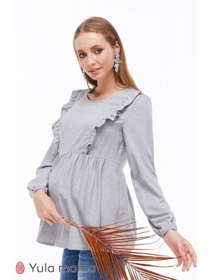  Блузка MARCELA  для беременных и кормящих, серый меланж