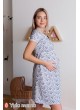 Ночная сорочка Margaret для беременных и кормящих, синий узор на молоке