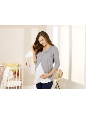 Реглан блуза с запáхом для беременных и кормления esmara, серый меланж